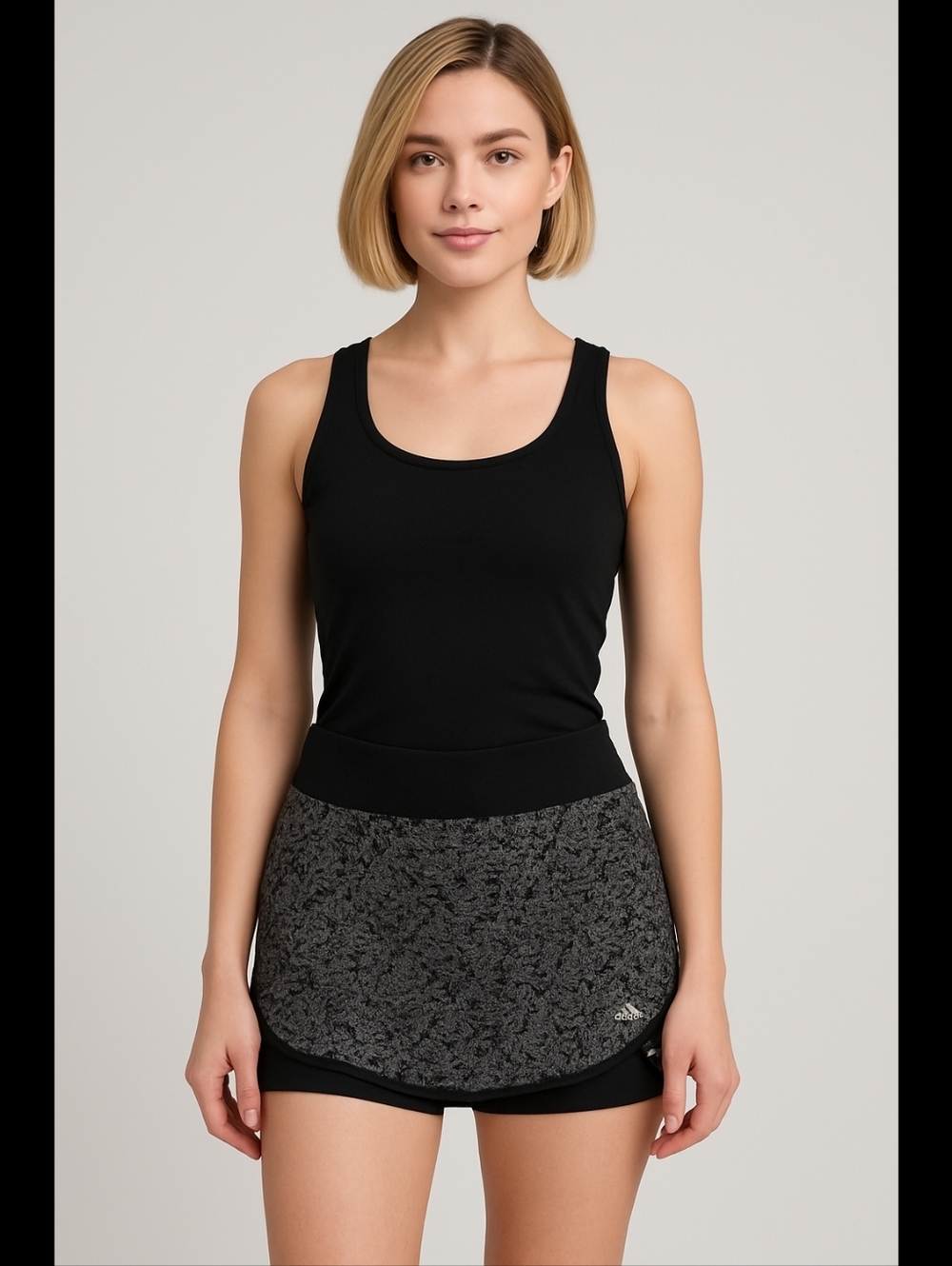 adidas Black & Gray Printed Athletic Mini Skort